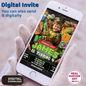 Teenage Mutant Ninja Turtles Birthday Invitation with Photo – Personalized Ninja Turtles Design (24h Delivery) – Digital Download