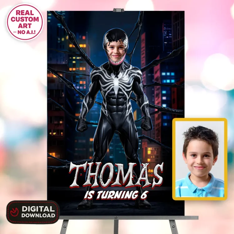 Venom Hero Birthday Photo Welcome Sign
