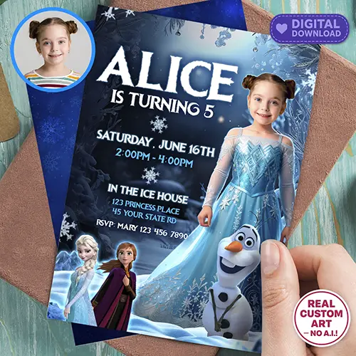 Personalized Disney Princess Birthday Invitation – pink and gold fairy-tale photo invite