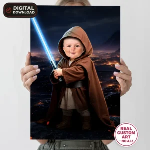 personalized-baby-jedi-birthday-portrait-and-party-deco-custom-birthday-kids-star-wars-1st-birthday-2 Baby Jedi Personalized Portrait – Custom Galactic Hero Art – Perfect for 1st and 2nd Birthdays – Ready in 24h – Digital Download