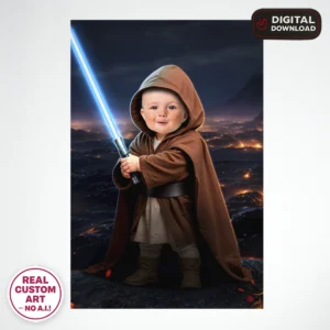 personalized-baby-jedi-birthday-portrait-and-party-deco-custom-birthday-kids-star-wars-1st-birthday-3 Baby Jedi Personalized Portrait – Custom Galactic Hero Art – Perfect for 1st and 2nd Birthdays – Ready in 24h – Digital Download