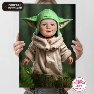 personalized-baby-yoda-birthday-portrait-and-party-deco-custom-birthday-kids-star-wars-1st-birthday-2 Baby Yoda Personalized Portrait – Custom Galactic Baby Art – Perfect for 1st and 2nd Birthdays – Ready in 24h – Digital Download