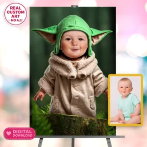 personalized-baby-yoda-birthday-portrait-and-party-deco-custom-birthday-kids-star-wars-1st-birthday-5 Baby Yoda Personalized Portrait – Custom Galactic Baby Art – Perfect for 1st and 2nd Birthdays – Ready in 24h – Digital Download