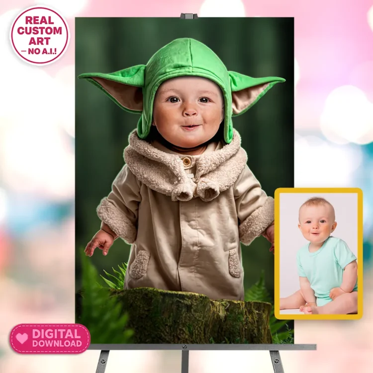 personalized-baby-yoda-birthday-portrait-and-party-deco-custom-birthday-kids-star-wars-1st-birthday-5 Baby Yoda Personalized Portrait – Custom Galactic Baby Art – Perfect for 1st and 2nd Birthdays – Ready in 24h – Digital Download