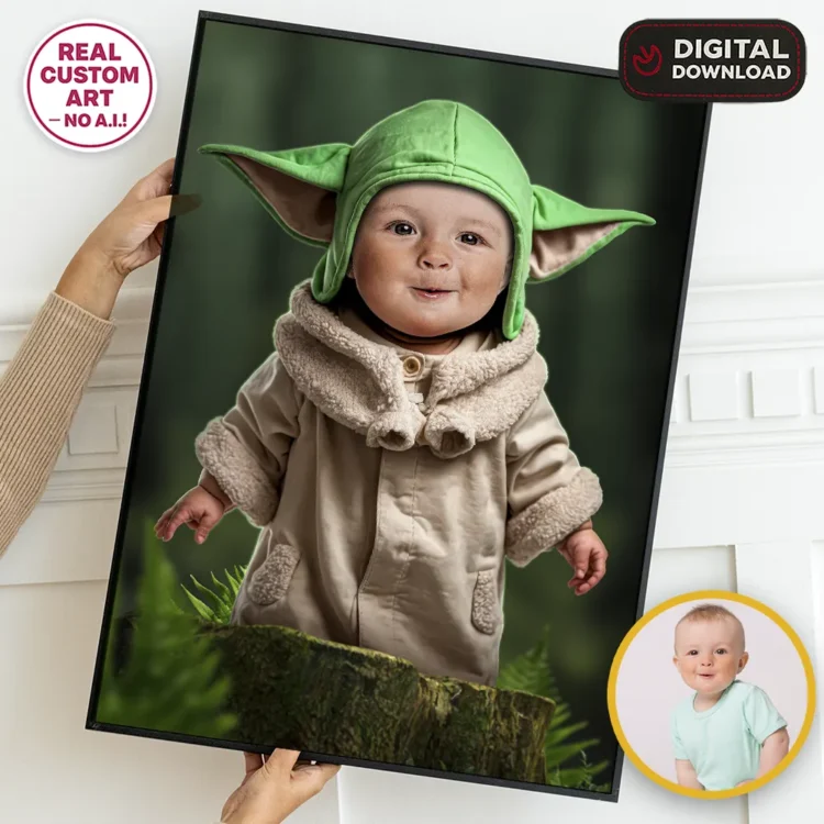 personalized-baby-yoda-birthday-portrait-and-party-deco-custom-birthday-kids-star-wars-1st-birthday Baby Yoda Personalized Portrait – Custom Galactic Baby Art – Perfect for 1st and 2nd Birthdays – Ready in 24h – Digital Download