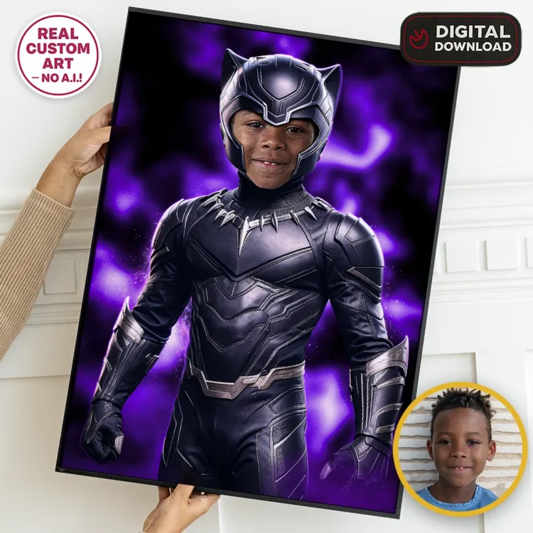 personalized-black-panther-birthday-portrait-and-party-deco-custom-birthday-kids-superhero-party-1 Black Panther Personalized Portrait for Kids – Custom Wakanda Hero Art – Ready in 24h – Digital Download