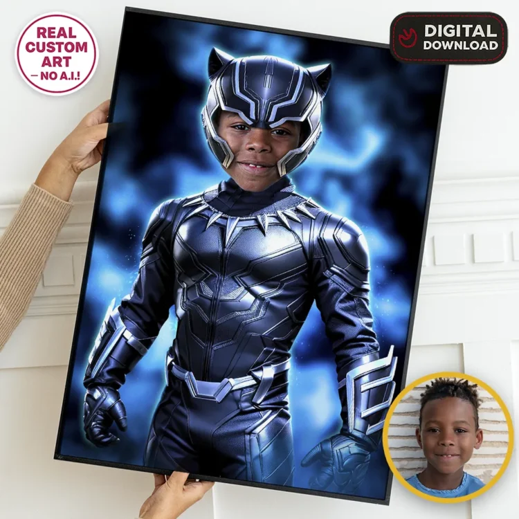 Black Panther Custom Portrait for Kids
