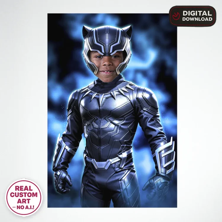 Black Panther Custom Portrait for Kids