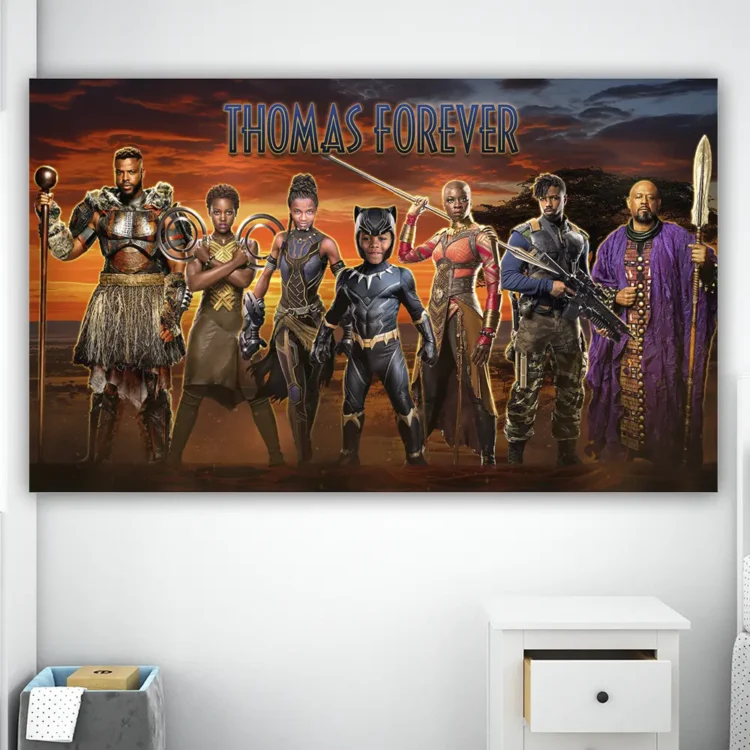 Black Panther Birthday Banner with Photo – Personalized Superhero Decoration (24 h Delivery) – Digital Download