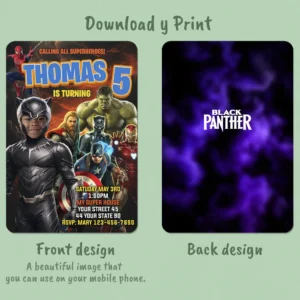 personalized-black-panther-photo-invitation-and-party-deco-avengers-kids-birthday-party-superhero-birthday Black Panther Photo Invitation – Personalized Superhero Design (24h Delivery) – Digital Download