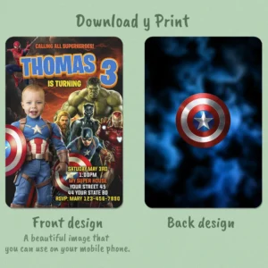 personalized-captain-america-photo-invitation-and-party-deco-captain-america-kids-birthday-superhero-photo-card-avengers Captain America Photo Invitation – Personalized Superhero Design (24h Delivery) – Digital Download