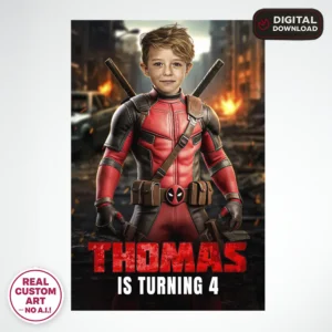 🕶️ Deadpool Photo Welcome Sign – Personalized Superhero Party Decorations (24h Delivery) – Digital Download