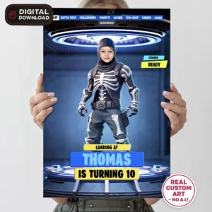 Custom Fortnite Welcome Sign with Photo – Personalized Gamer Party Decorations (24h Delivery) – Digital Download