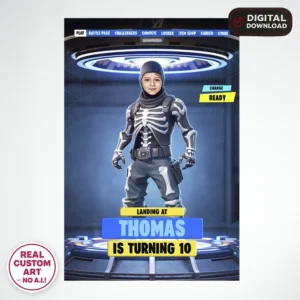 Custom Fortnite Welcome Sign with Photo – Personalized Gamer Party Decorations (24h Delivery) – Digital Download