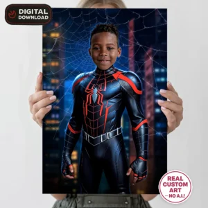 Miles Morales Custom Portrait for Kids – Personalized Spider Hero Art – Ready in 24h – Digital Download