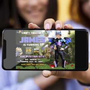 Minecraft Dragon Birthday Invitation with Photo