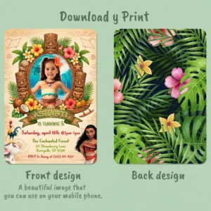 Moana Birthday Photo Invitation – Personalized Moana Photo Invite (24h Delivery) – Digital Download