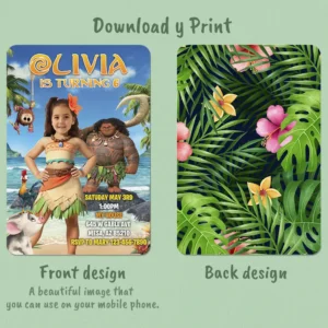 personalized-moana-birthday-photo-invitation-princess-photo-invite-for-girls-moana-party Custom Moana Birthday Photo Invitation | Personalized Voyager Ocean Adventure Invite