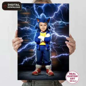 personalized-sonic-birthday-portrait-and-party-deco-custom-birthday-kids-sonic-party-2 SONIC Personalized Portrait – Custom Blue Speed Hero Art – Ready in 24h – Digital Download