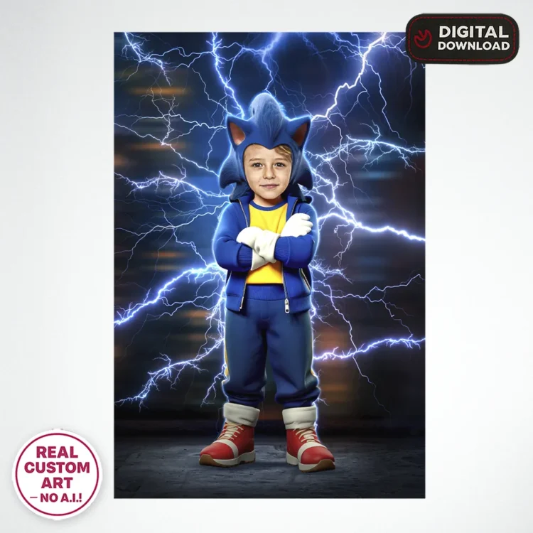 personalized-sonic-birthday-portrait-and-party-deco-custom-birthday-kids-sonic-party-3 SONIC Personalized Portrait – Custom Blue Speed Hero Art – Ready in 24h – Digital Download