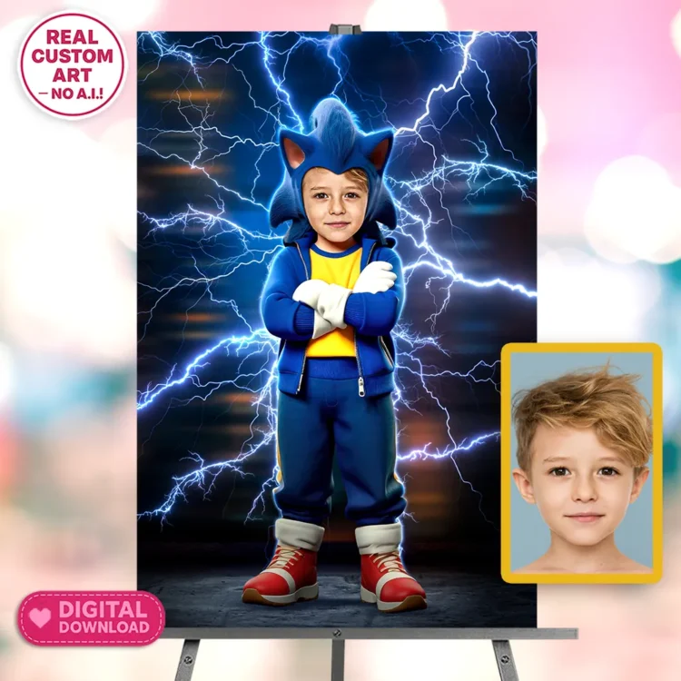 personalized-sonic-birthday-portrait-and-party-deco-custom-birthday-kids-sonic-party-4 SONIC Personalized Portrait – Custom Blue Speed Hero Art – Ready in 24h – Digital Download