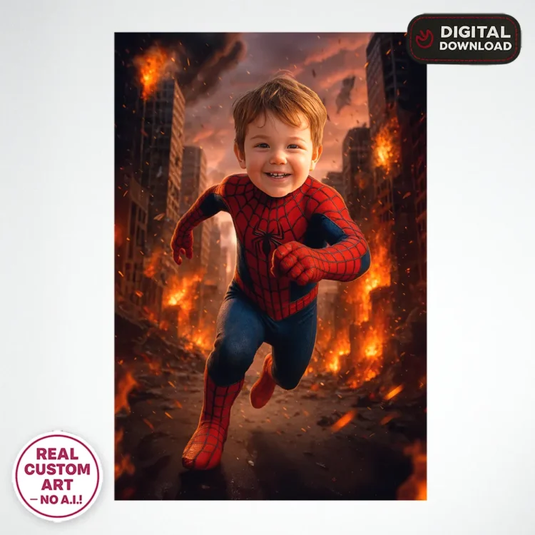 personalized-spiderman-birthday-portrait-and-party-deco-custom-birthday-kids-superhero-party-3 Spiderman Personalized Portrait for Kids – Custom Web Hero Art – Ready in 24h – Digital Download