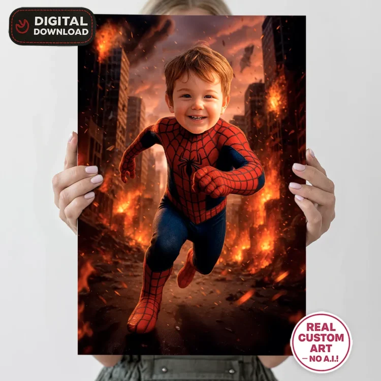 personalized-spiderman-birthday-portrait-and-party-deco-custom-birthday-kids-superhero-party-4 Spiderman Personalized Portrait for Kids – Custom Web Hero Art – Ready in 24h – Digital Download