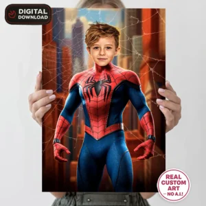 Spiderman Portrait for Kids – Personalized Web Hero Art – Ready in 24h – Digital Download