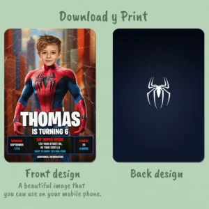 personalized-spiderman-photo-invitation-and-party-deco-spiderman-kids-birthday-party-kids-superhero Spiderman Birthday Invitation with Photo – Superhero Birthday Invitation (24h Delivery) – Digital Download