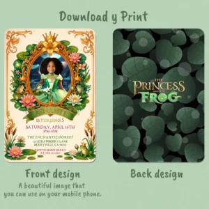 Tiana Birthday Photo Invitation – Personalized Princess & The Frog Invite (24h Delivery) – Digital Download