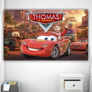 Custom Cars Birthday Banner – Personalized Cars Birthday Photo Decoration (24 h Delivery) – Digital Download
