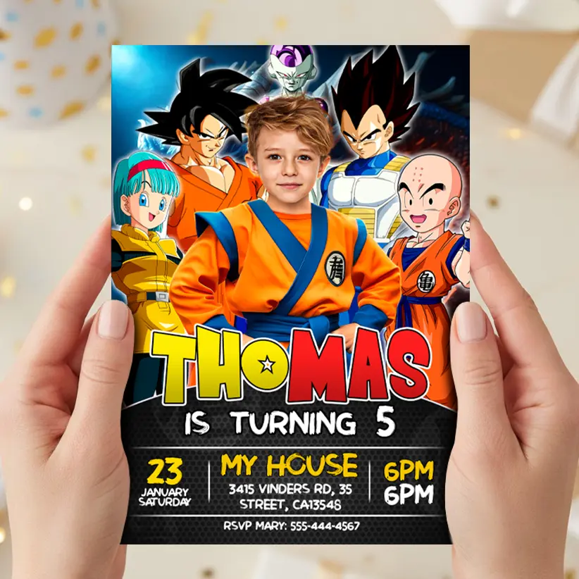personalized-dragon-ball-birthday-invitations-with-photo-for-kids-birthday-photo-invitations Custom Dragon Ball Invitations With Photo