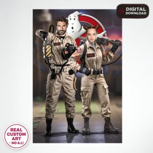 Ghostbusters Personalized Couple Portrait – Custom Ghostbusters Wall Art (24h Delivery) - Digital Download