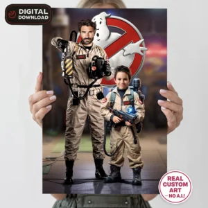 Ghostbusters Personalized Family Portrait (Parent & Child) – Custom Ghostbusters Wall Art (24h Delivery) - Digital Download