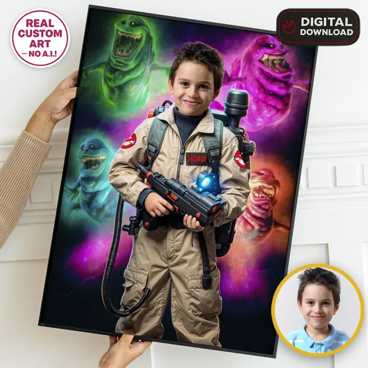 Ghostbusters Personalized Photo Portrait – Custom Ghostbusters Wall Art (24h Delivery) – Personalized Ghostbusters Gifys – Digital Download