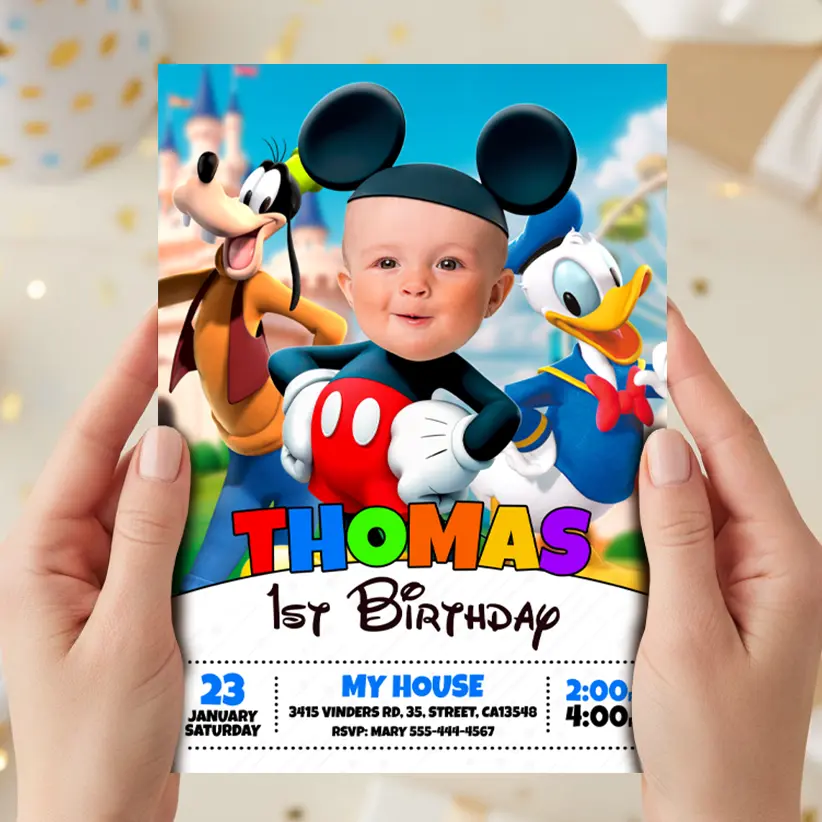 Custom Mickey Mouse Invitations With Photo