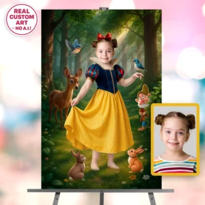 Snow White Portrait for Kids – Personalized Princess Artwork – Ready in 24h – Digital Download