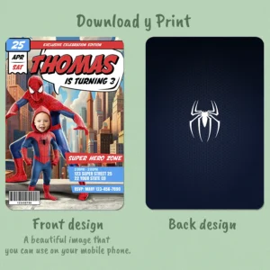 Superhero Birthday Photo Invitation – Personalized Spiderman Birthday Invitation (24h Delivery) – Digital Download