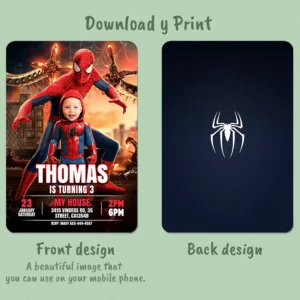 Spiderman Birthday Photo Invitation – Personalized Superhero Invitation (24h Delivery) – Digital Download