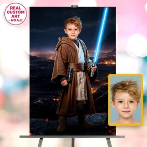Star Wars Jedi Portrait for Kids – Personalized Galactic Hero Art – Ready in 24h – Digital Download