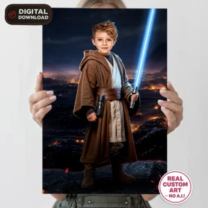 Star Wars Jedi Portrait for Kids – Personalized Galactic Hero Art – Ready in 24h – Digital Download