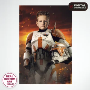 Star Wars Clone Trooper Commander Portrait for Kids – Personalized Galactic Soldier Art – Ready in 24h – Digital Download