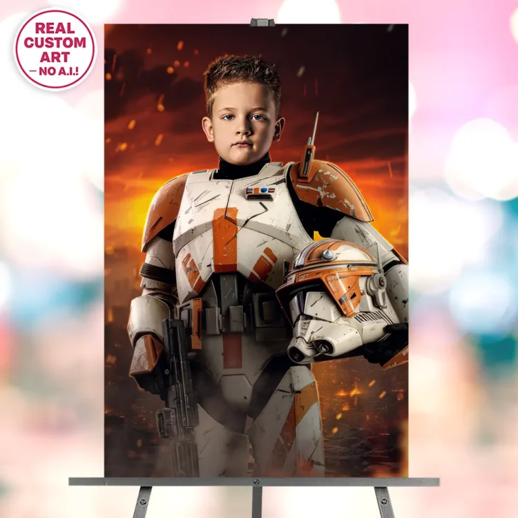 Star Wars Clone Trooper Commander Portrait for Kids – Personalized Galactic Soldier Art – Ready in 24h – Digital Download