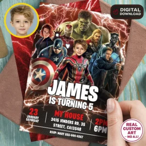 Spiderman & Avengers Birthday Bundle – Personalized Superhero Party Pack with Photo – Digital Download – Ready in 24h
