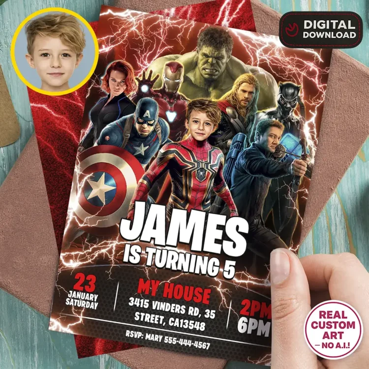 Spiderman & Avengers Birthday Bundle – Personalized Superhero Party Pack with Photo – Digital Download – Ready in 24h