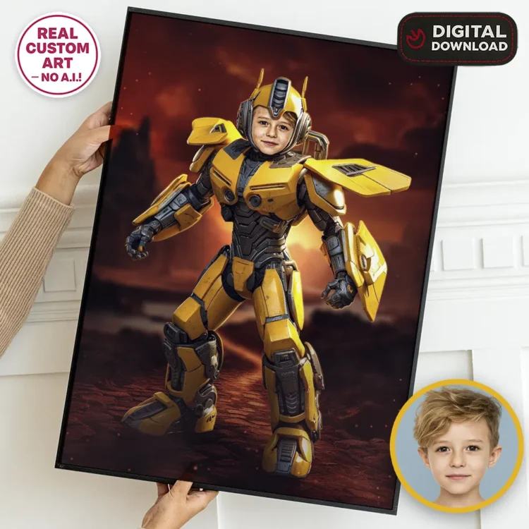 Transformers Bumblebee Portrait for Kids – Personalized Transformers Gifts – Ready in 24h – Digital Download