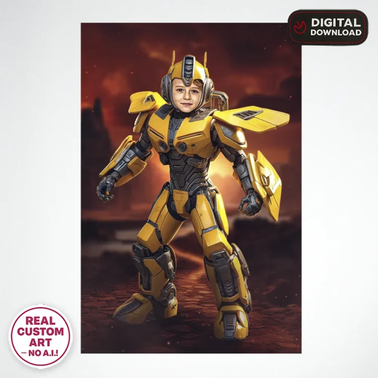 Transformers Bumblebee Portrait for Kids – Personalized Transformers Gifts – Ready in 24h – Digital Download