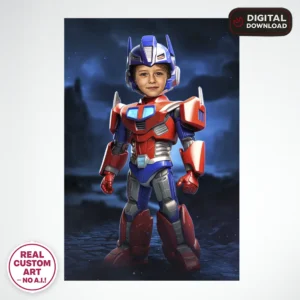 Transformers Optimus Prime Portrait for Kids – Personalized Hero Mech Art – Ready in 24h – Digital Download