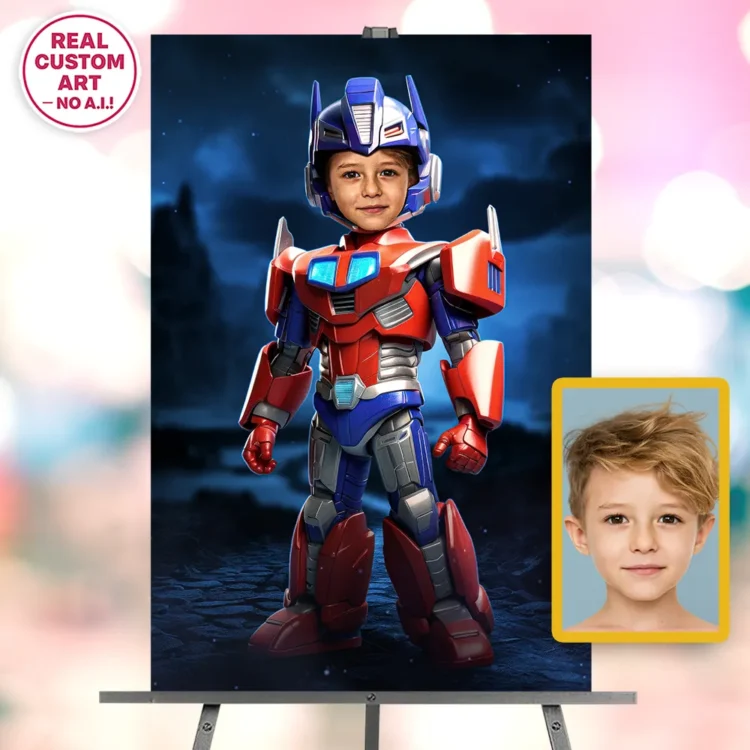 Transformers Optimus Prime Portrait for Kids – Personalized Hero Mech Art – Ready in 24h – Digital Download