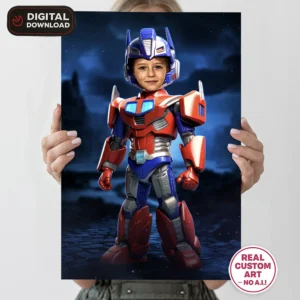 Transformers Optimus Prime Portrait for Kids – Personalized Hero Mech Art – Ready in 24h – Digital Download